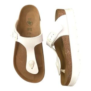 Papillio by Birkenstock Gizeh Platform Sandal Vegan Sz 37 Regular Optic White